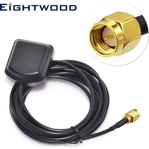 Eightwood Vehicle GPS Antenna Waterproof Active Aerial With SMA Male Connector for GPS Receivers/Systems and Mobile Applications