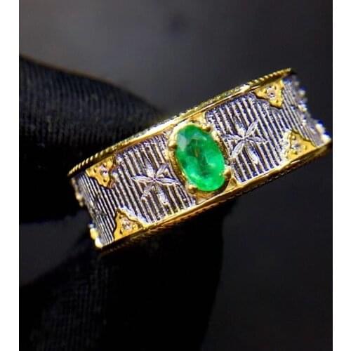 Elegant Birthday Gift Super Quality 100% Natural And Real Emerald ring 925 sterling silver Ring