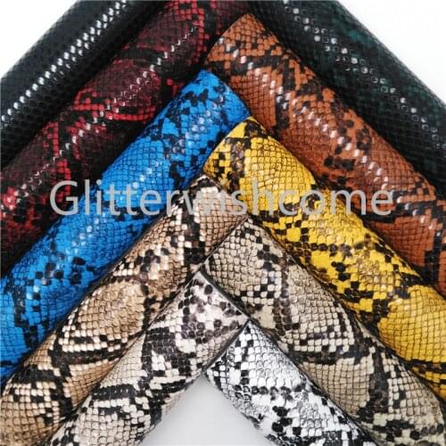 Glitterwishcome 21X29CM A4 Size Vinyl For Bows Snake Python Synthetic Leather Fabirc Faux Leather Sheets for Bows, GM5055A