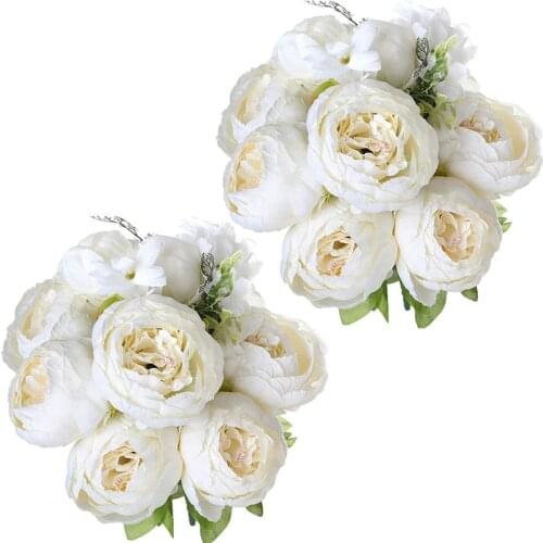 2pcs Artificial Peony Silk Flowers Bouquet for Wedding Home Decoration Artificial Flowers
