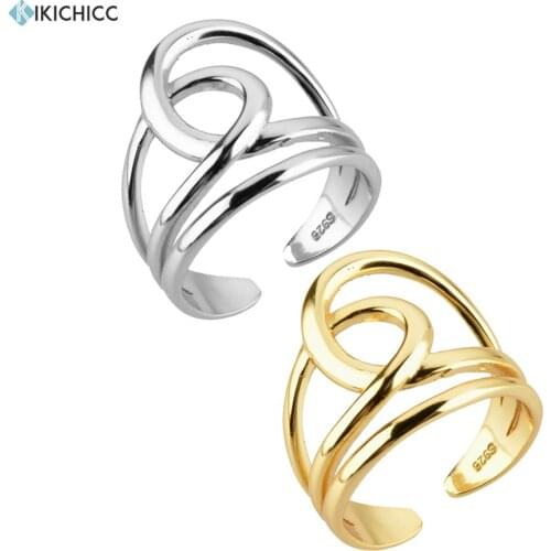 KIKICHICC 925 Sterling Silver Gold Big Cross Geometric Irregular Ring Women Rock Punk Slim Body Jewelry Gift Crystal Simple