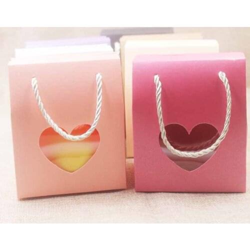 5pcs /lot colorful gift window box with handle string for wedding/candy/teas/nuts/gifts package heart shape pvc window box
