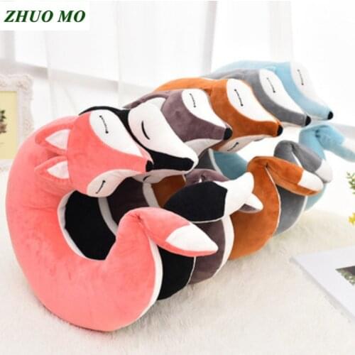 Lovely Fox Travel Pillow Animal Cotton U Shape Travel Car Train Plane Home Nap Pillow Health Care gift 6 colors Neck Pillow