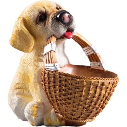 Cute Cartoon Resin Puppy Dog Ornament Pretty Pug Labrador Decor Statues Figurines Key Remote Storage