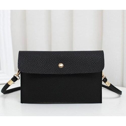 Fashion Litchi Pattern Messenger Bags Women PU Leather Buckle Single Strap Shoulder Bag Solid Color Crossbody Bags Female