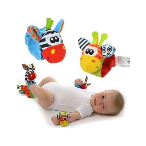 Cartoon Baby Toys 0-24 Months Soft Animal Baby Rattles Children Infant Newborn Plush Sock Baby Toy Wrist Rattle Foot Socks