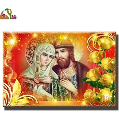 Sts. Peter and Fevronia of Murom,Happy Family, Love 5D Diamond Painting Set Diamond Mosaic Embroidery Religion Home