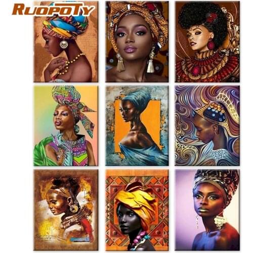 RUOPOTY DIY Painting By Numbers Africa Woman Kit Acrylic Paint On Canvas Wall Art Picture HandPainted Home Decor Gift 40x50cm