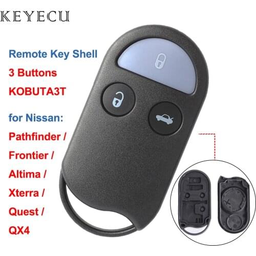 Keyecu New Replacement Remote key Shell Case Fob 3 Button for Nissan Altima Maxima Pathfinder Quest, FCC: KOBUTA3T