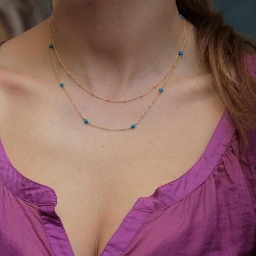 Fashion multi layer necklaces for women new charms summer chain Geometric synthetic Beads wild chocker necklace jewelry jewelery