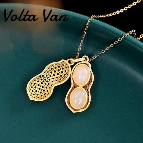 Volta Van 925 Sterling Silver Pendant Necklaces 2021 New Natural Jade Jasper Elegant Luxury Fine Jewelry Peanut Trendy Necklaces