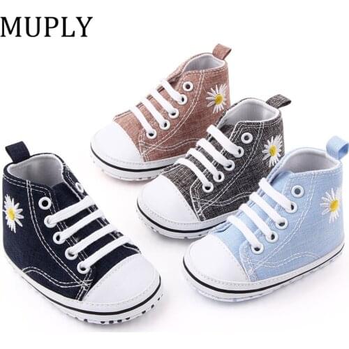 Canvas Floral Pattern Baby Shoes Newborn Boys Girls First Walkers Infant Toddler Soft Sole Anti-slip Prewalkers Sneakers 0-12M