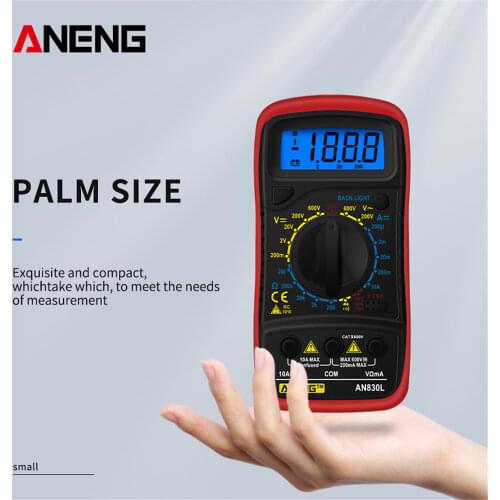 ANENG AN830L Handheld Digital Multimeter LCD Backlight Portable AC/DC Ammeter Voltmeter Voltage Tester Meter Multimetro NEW