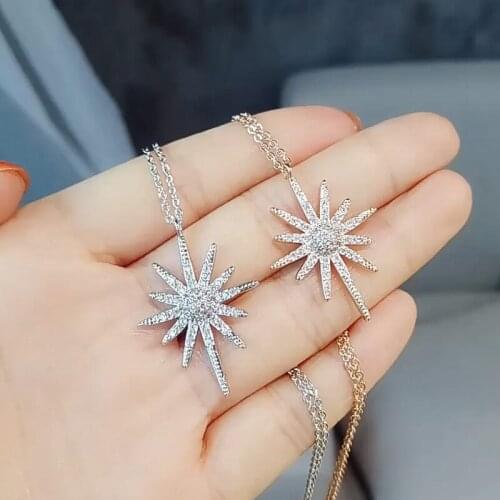 Luxury Star Pendant Necklaces for Women Boho Shiny Rhinestone Statement Necklaces Wedding Party Turkish Bridal Jewelry Gift