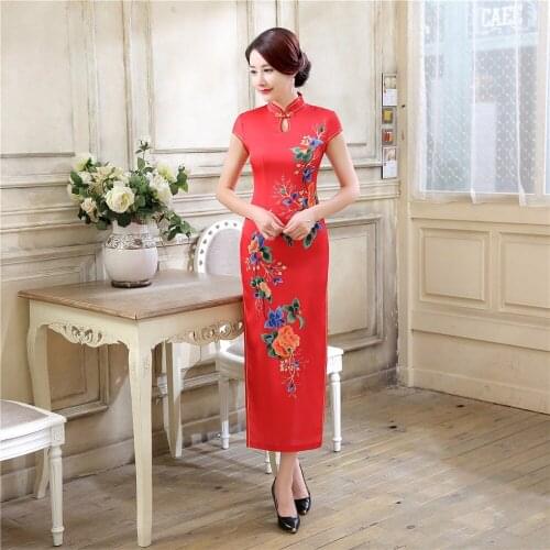 Shanghai Story Short Sleeve 2018 long Qipao Keyhole Dress chinese cheongsam dress Chinese woman dress oriental Style dresses