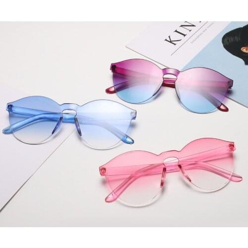 Round Frame Sun Glasses For Male Rimless Sunglasses Woman Trend Oculos De Sol Female Colorful Ocean Lens gafas de sol SH8910