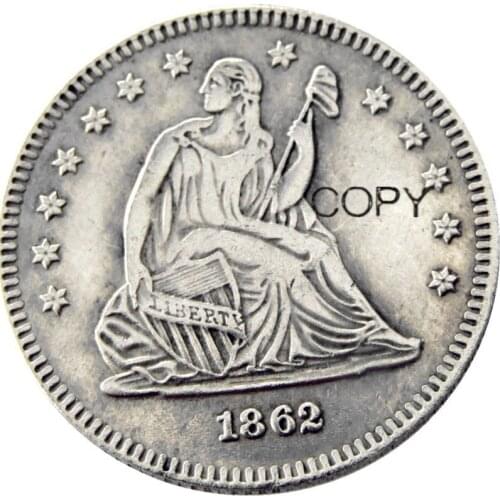 US 1862 P/S Seated Liberty Quater Dollar Silver Plated Copy Coin
