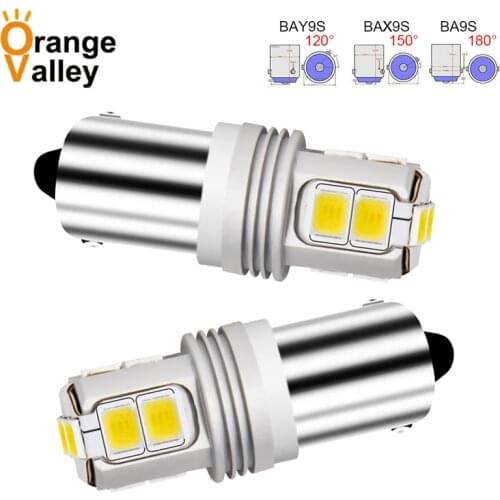 2pcs T4W BA9S BAX9S BAY9S LED Blub H6W 10 LED For Car Rear Map light 2835 SMD Auto Parking Reverse Lamp 6000K DC 12V