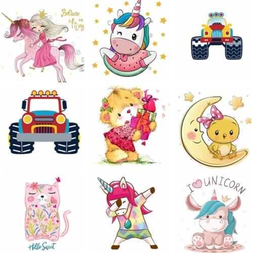 Iron on Animal Patches for Girl Clothing DIY T-shirt Dresses Appliques Heat Transfer Vinyl Washable Sticker Stripes on Clothes