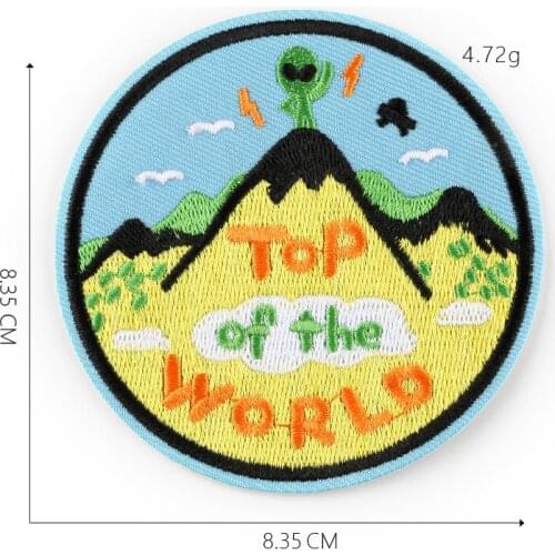 Top of the World Universe Star Spacecraft Iron On Patches Shirt Shorts Logo Embroidery Clothing Fashion Badge Black White