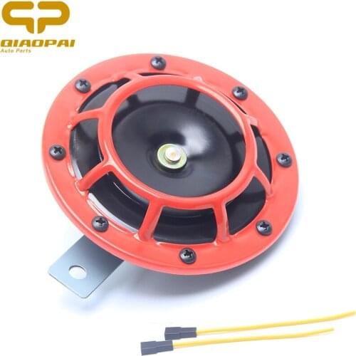 Universal Motorcycle Horn Red Super Loud 12V 400HZ Air Horn Grille Mount Compact Electric Blast Tone Air Horn Loudspeaker Basin