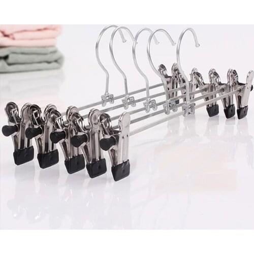 Clothes Rack Hangers For Pants Stainless Steel Chrome Plated Pants Rack Clip Stand Hanger Clips Adjustable Durable Organizer