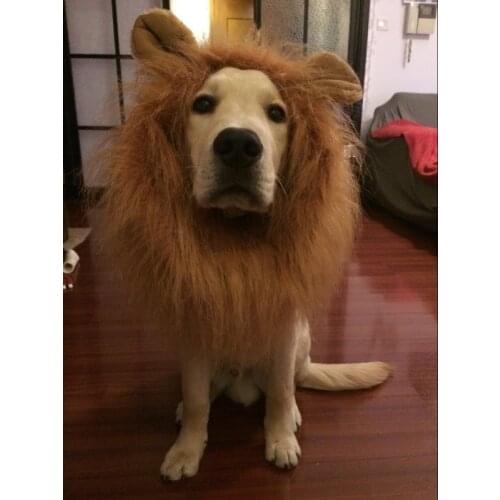 Funny Dress Up Pet Dog Costume Clothes Lion Mane Wig Hairpiece Drak Brown Lion King Hair Grooming for Large Dog Pet Accessories