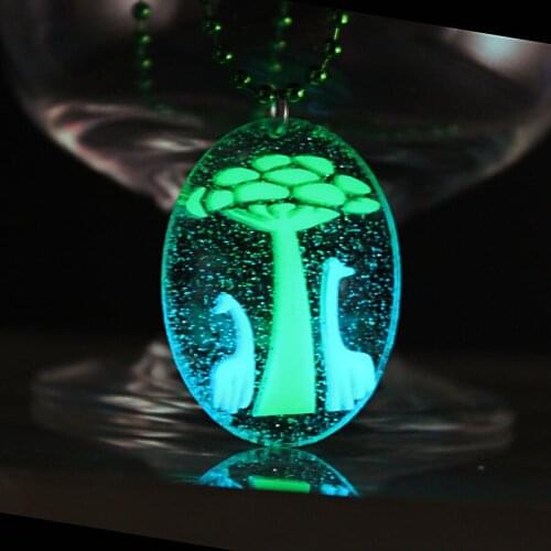 Giraffe, tree, grassland. GLOW in the DARK Luminous Pendants & Necklaces amulet Sweater Gift for girls women