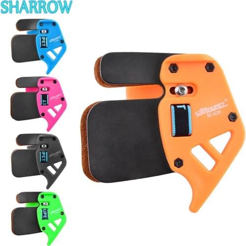 1pc Protective Finger Guard Leather Nylon Archery Bow Hand Guard S/M/L for Compound Bow Recurve Bow Hunting Shooting Accessories