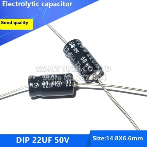 100pcs DIP 22UF 50V 14.8*6.6 Electrolytic capacitor