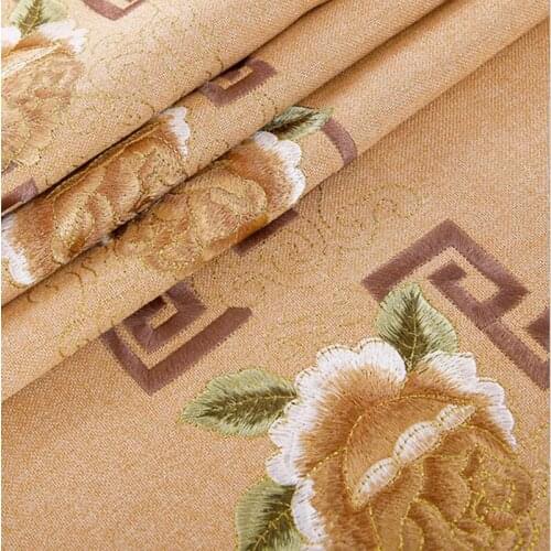 150cm*100cm new fashion Linen embroidery peony line mahogany furniture cushion pillow fabric brocade tablecloth cloth