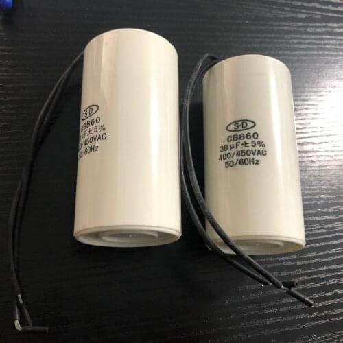 2pcs AC 450V CBB60B/CBB60 30uF 50Hz Polypropylene Film Motor Running Capacitor Black or White