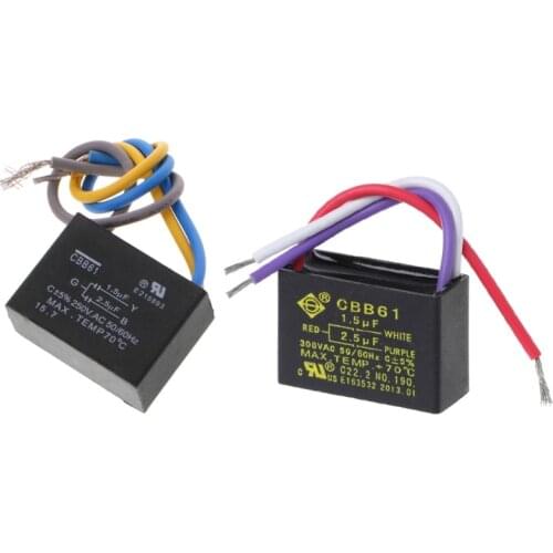 2021 New Black CBB61 1.5uF+2.5uF 3 Wires AC 250V 50/60Hz Capacitor For Ceiling Fan Z09 Drop ship