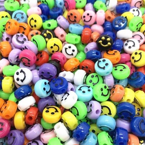 30pcs 10mm Simulation Smiley face Acrylic Clay Shape Spacer Beads For DIY Handmade Jewelry Craft Accessories