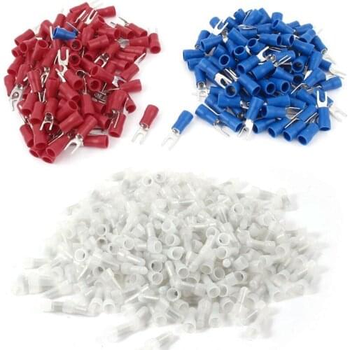 300 Pcs CE-1 Closed End Wire Connectors 22-18 Gauge & 200Pcs 16-14 AWG Red Blue Wire Connector Insulated Fork Terminal