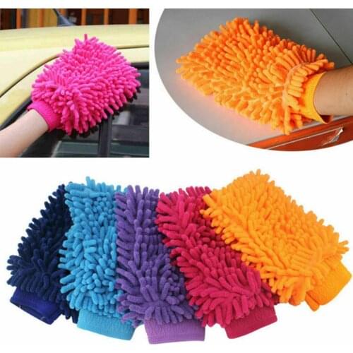 5pcs Color Random Car Wash Car Wash Car Double-sided Waterproof Gloves Mop Coral Plush Thicken Gloves Car Wash Tool