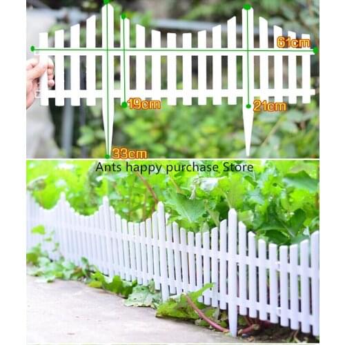 5PCS Plastic Garden Fence Easy Assemble White European Style Insert Ground Type Plastic Fences for Garden Countryyard Decor
