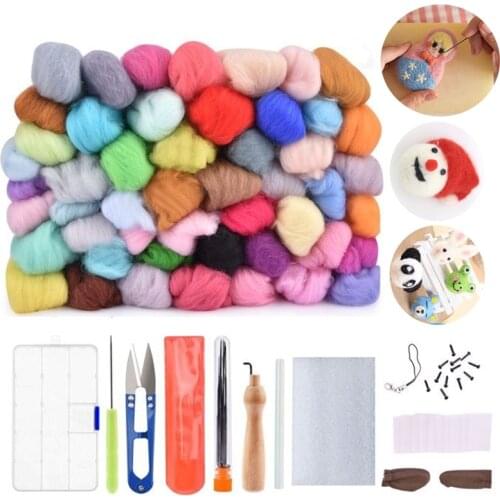 50/36 Color Wool Felt Kit Handle Wool Felting Tools Handmade Felt Needle Set DIY Felting Fabric Materials Handcraft