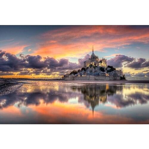 5D DIY Diamond Painting World Famous Scenic "Mont Saint Michel Abbey" Square Round Diamond Embroidery Mosaic Cross Stitch Decor