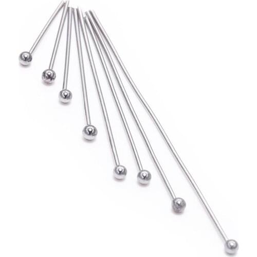100pcs/Lot Bright Tone Stainless Steel Ball Head Pin For Diy Jewelry Making Headpin Findings Accessories 15 20 30 40 50mm