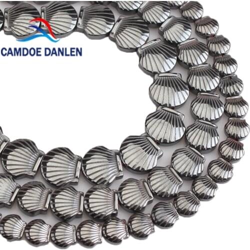Natural Stone Beads Black Hematite Shell Shape Loose Beads 6 8 10mm for DIY Jewelry Necklace Bracelet Making Wholesale