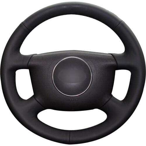 Black Natural Leather Car Steering Wheel Cover for Audi A2 (8Z) A3 (8L) Sprotback A4 (B5 B6) Avant A6 (C5) A8 (D2) S4