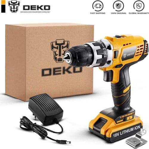 Original DEKO GCD18DU2 18V Cordless Drill Electric Screwdriver Lithium-Ion Mini Power Driver Variable Speed LED Standard Set
