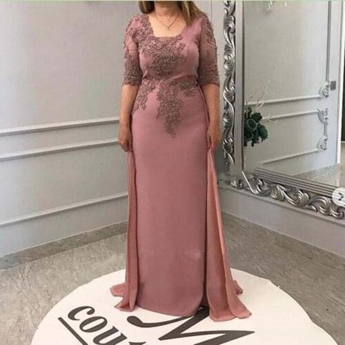 Elegant Mother Of Bride Dress Women For Wedding Party Appliques Half Sleeves Plus Size Women Formal Dress robe mariage femme