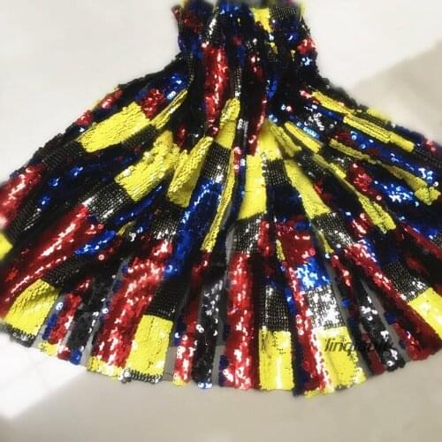 Flip rainbow sequin fabric, colorful dress performance sequin fabric