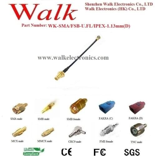 SMA female U.FL 1.13mm(D) cable, SMA IPEX 1.13mm(D) cable, u.fl 1.13mm(D) pigtail cable