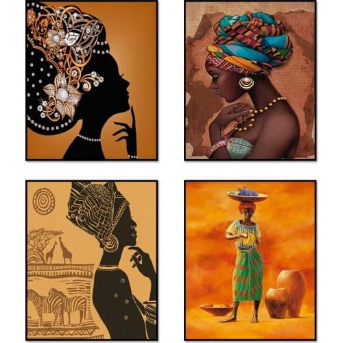 Canvas Painting Afro-American Ancient Woman Suitable for Office Living Kitchen Bathroom Poster Print Room Decoration