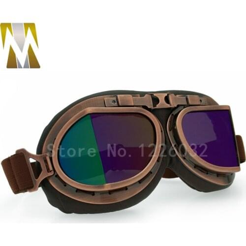 Classic Bronze Color Goggles Glasses Vintage Pilot Eyewear For MOTORCYCLE BIKER CRUISER HELMET