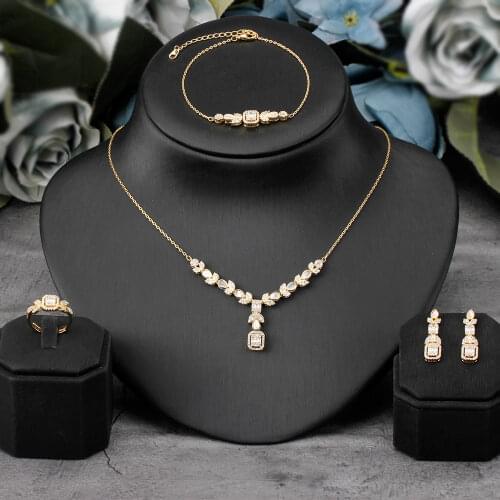 Small Jewelry Set Dubai Cubic Zircon Long Chain Lobster Clasp For Women Wedding Accessories Necklace Set Bijoux Femme Ensemble
