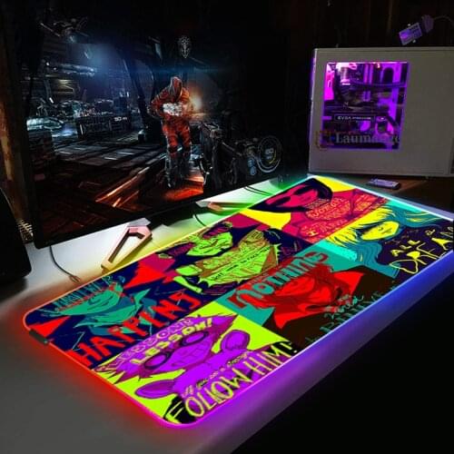 RGB Mouse Pad Colorful LED Light Extended XXL Oversized Gaming Mause Office Mat 14 Luminous Gamer Rug Cowboy Bebop